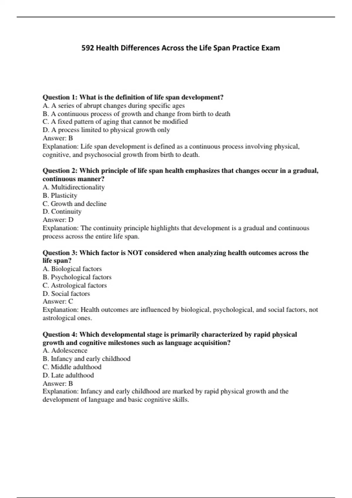 592 Health Differences Across the Life Span Practice Exam - Computers ...