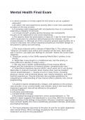 Mental Health Final Exam with 100&percnt; correct answers 2025