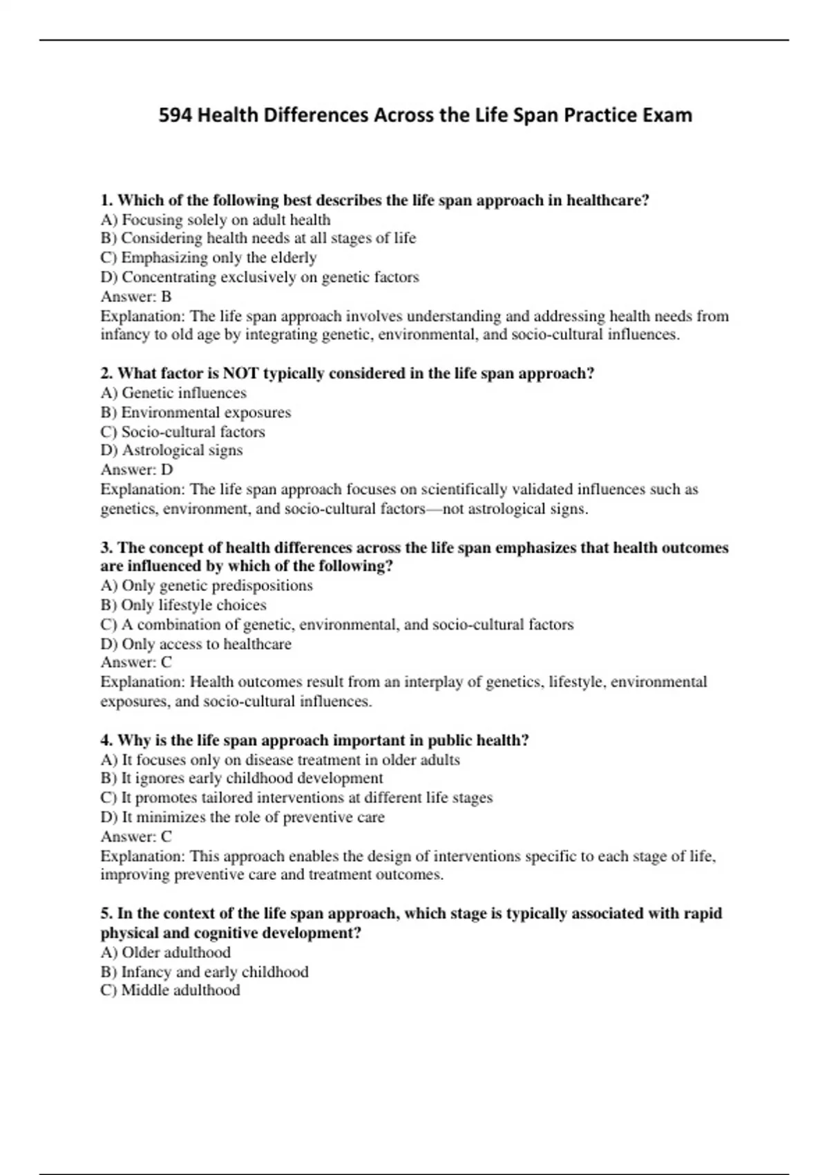 594 Health Differences Across the Life Span Practice Exam - Computer ...