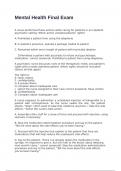Mental Health Final Exam  with 100&percnt; correct answers 2025