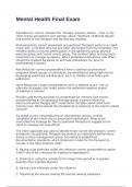Mental Health Final Exam with 100&percnt; correct answers 2025