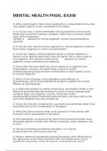 MENTAL HEALTH FINAL EXAM WITH 100&percnt; CORRECT ANSWERS 2025