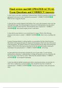 Final review nur168 UPDATED ACTUAL   Exam Questions and CORRECT Answers 