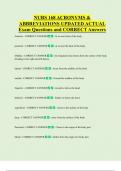 NURS 168 ACRONYMS &  ABBREVIATIONS UPDATED ACTUAL   Exam Questions and CORRECT Answers