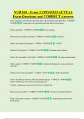 NUR 168 - Exam 3 UPDATED ACTUAL   Exam Questions and CORRECT Answers