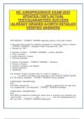 NC JURISPRUDENCE EXAM 2025  UPDATES &vert;100&percnt; ACTUAL  TEST&vert;GUARANTEED SUCCESS  &vert;ALREADY GRADED A&plus;&vert;WITH DETAILED  VERIFIED ANSWERS 
