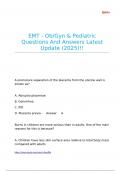 EMT - Ob-Gyn & Pediatric Questions And Answers Latest Update &lpar;2025&rpar;&excl;&excl;