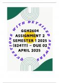 GGH2604 ASSIGNMENT 2 SEMESTER 1 2025 &lpar;824111&rpar; &ndash; DUE 02 APRIL 2025 &Tab;