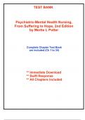 Test Bank for Psychiatric-Mental Health Nursing&comma; From Suffering to Hope&comma; 2nd Edition by Potter &lpar;All Chapters included&rpar;