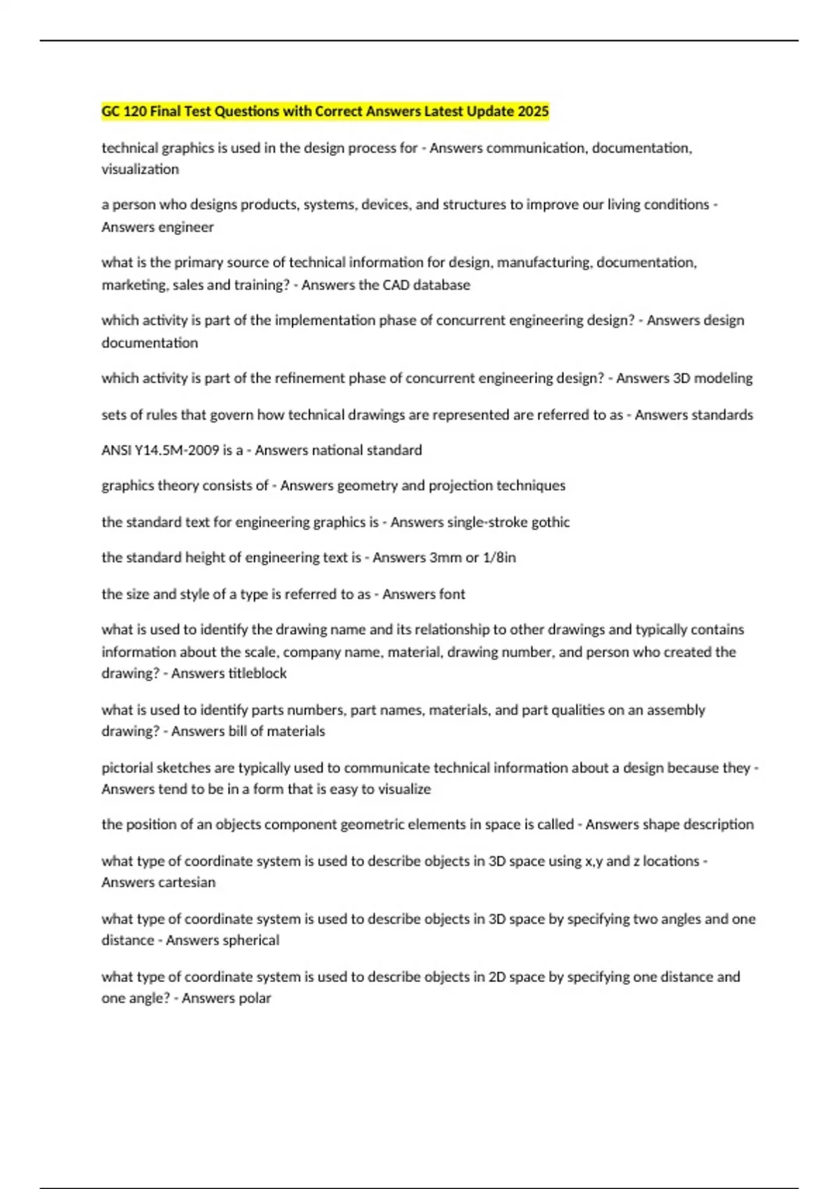 GC 120 Final Test Questions with Correct Answers Latest Update 2025 ...