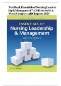 TEST BANK Essentials of Nursing Leadership & Management 7 Edition by Sally A&period; Weiss All Chapters