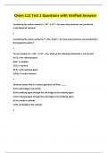 Chem 112 Test 2 Questions with Verified Answers