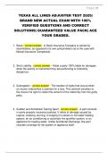 TEXAS ALL LINES ADJUSTER TEST 2025&vert;  BRAND NEW ACTUAL EXAM WITH 100&percnt;  VERIFIED QUESTIONS AND CORRECT  SOLUTIONS&vert; GUARANTEED VALUE PACK&vert; ACE  YOUR GRADES&period; 
