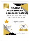 SJD1501 Assignment 7 &lpar;COMPLETE ANSWERS&rpar; Semester 1 2025 &lpar;897060&rpar; - DUE 22 May 2025