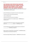 360 TRAINING FOOD PROTECTION MANAGER CERTIFICATION EXAM WITH CORRECT ACTUAL QUESTIONS AND CORRECTLY WELL DEFINED ANSWERS LATEST 2025 ALREADY GRADED A&plus;