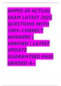 AMMO 49 EXAM ACTUAL  QUESTIONS WITH 100&percnt; CORRECT ANSWERS &vert; VERIFIED &vert; LATEST UPDATE