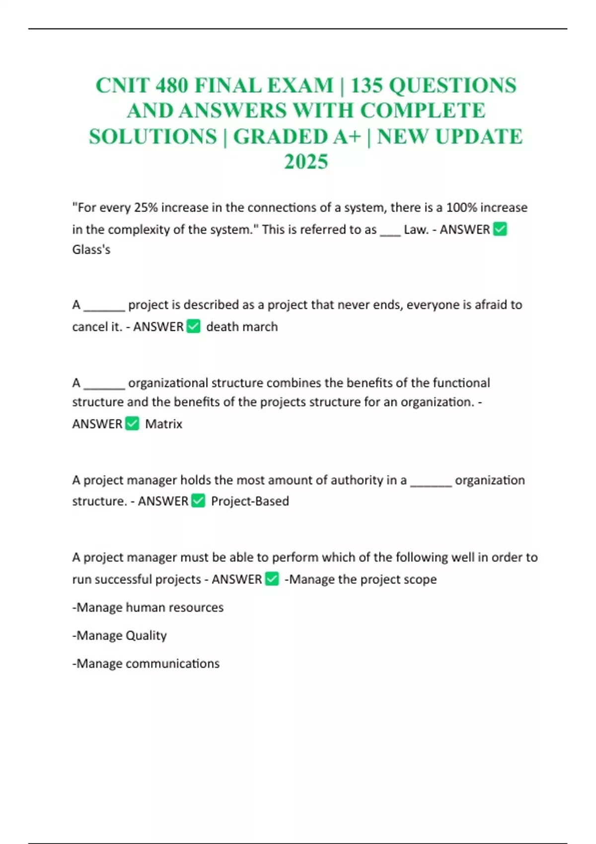 CNIT 480 FINAL EXAM | 135 QUESTIONS AND ANSWERS WITH COMPLETE SOLUTIONS ...