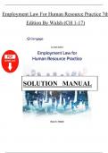 Solution manual for employment law for human resource practice 7th edition by walsh Chapter 1-17