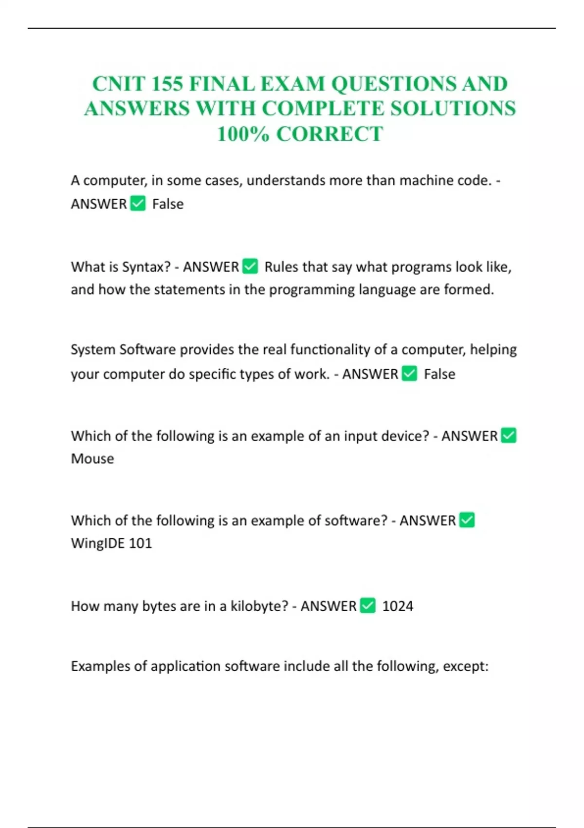 CNIT 155 FINAL EXAM QUESTIONS AND ANSWERS WITH COMPLETE SOLUTIONS 100% ...