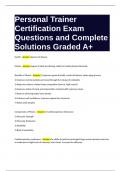 Personal Trainer Certification Exam Questions and Complete Solutions Graded A&plus;