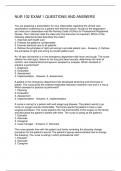 NUR 102 EXAM 1 QUESTIONS AND ANSWERS