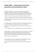 NURS 4800 - Leadership Final Exam questions well answered to pass