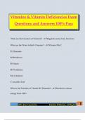 Vitamins & Vitamin Deficiencies Exam Questions and Answers 100&percnt; Pass