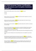 ACTION Personal Trainer Certification Test Questions and Complete Solutions Graded A&plus;&period;