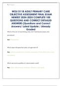 WGU D118 ADULT PRIMARY CARE  OBJECTIVE ASSESSMENT FINAL EXAM  NEWEST 2024-2025 COMPLETE 100  QUESTIONS AND CORRECT DETAILED  ANSWERS &lpar;Questions and Correct  Answers&sol; Latest Update &sol; Already  Graded 