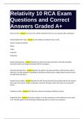 Relativity 10 RCA Exam Questions and Correct Answers Graded A&plus;