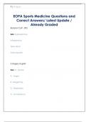 EOPA Sports Medicine Questions and  Correct Answers&sol; Latest Update &sol;  Already Graded