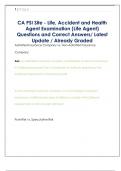 CA PSI Site - Life&comma; Accident and Health  Agent Examination &lpar;Life Agent&rpar;  Questions and Correct Answers&sol; Latest  Update &sol; Already Graded