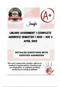 LML4801 Assignment 1 &lpar;COMPLETE ANSWERS&rpar; Semester 1 2025 - DUE 3 April 2025&semi; 100&percnt; correct solutions and explanations&period; &lbrace;Three answers provided&rcub;