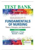 TEST BANK FOR Fundamentals of Nursing Theory Concepts and Applications 4th Edition Wilkinson COMPLETE&lpar;CHAPTER 1-46&rpar; GUIDE
