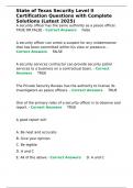 State of Texas Security Level II Certification Questions with Complete Solutions &lpar;Latest 2025&rpar;