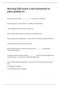 Nursing 230 exam 2 well answered to pass graded A&plus;