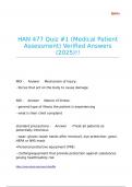 HAN 477 Quiz &num;1 &lpar;Medical Patient Assessment&rpar; Verified Answers &lpar;2025&rpar;&excl;&excl;