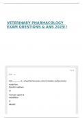 VETERINARY PHARMACOLOGY EXAM QUESTIONS & ANS 2025&excl;&excl;