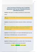 Auto insurance Practice test Complete  Questions and Correct Detailed Answers  &lpar;Verified Answers&rpar; 