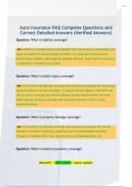 Auto Insurance FAQ Complete Questions and  Correct Detailed Answers &lpar;Verified Answers&rpar;