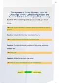 Fire Apparatus Driver&sol;Operator - Aerial -  Challenge Review Complete Questions and  Correct Detailed Answers &lpar;Verified Answers&rpar;