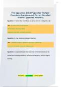 Fire apparatus Driver&sol;Operator-Pumper  Complete Questions and Correct Detailed  Answers &lpar;Verified Answers&rpar; 
