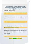 Fire apparatus Driver&sol;Operator-Pumper Complete Questions and Correct Detailed Answers &lpar;Verified Answers&rpar;