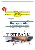 Test Bank for Transportation A Global Supply Chain Perspective&comma; 10th Edition Robert A&period; NovackBrian GibsonYoshinori Suzuki
