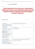 CYBER AWARENESS CHALLENGE REAL EXAM NEWEST  VERSION 2024-2025 ACTUAL COMPLETE QUESTIONS AND  CORRECT DETAILED ANSWERS &lpar;VERIFIED ANSWERS&rpar;  &vert;ALREADY GRADED A&plus; 