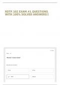 RDTP 102 EXAM &num;1 QUESTIONS WITH 100&percnt; SOLVED ANSWERS&excl;&excl;