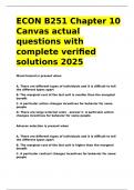 ECON B251 Chapter 10 Canvas actual questions with complete verified solutions 2025