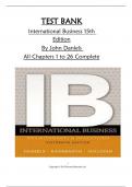 TEST BANK  International Business 15th  Edition  By John Daniels   All Chapters 1 to 26 Complete