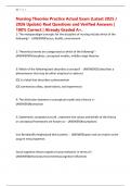 Nursing Theories Practice Actual Exam &lpar;Latest 2025 &sol; 2026 Update&rpar; Real Questions and Verified Answers &vert; 100&percnt; Correct &vert; Already Graded A&plus;&period;