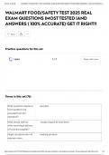 WALMART FOOD&sol;SAFETY TEST 2025 REAL EXAM QUESTIONS &vert;MOST TESTED &vert;AND ANSWERS &lpar; 100&percnt; ACCURATE&rpar; GET IT RIGHT&excl;&excl;